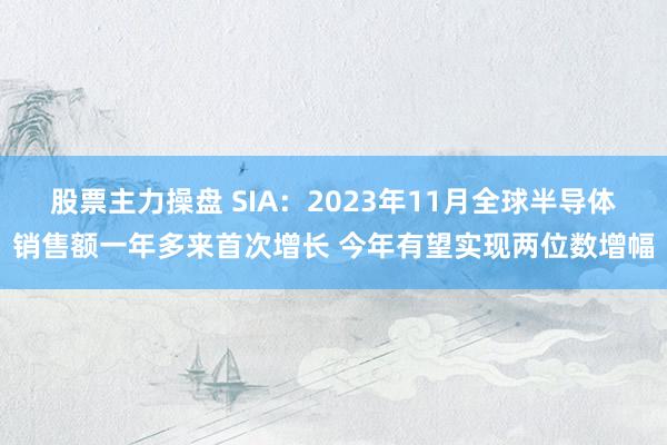 股票主力操盘 SIA：2023年11月全球半导体销售额一年多来首次增长 今年有望实现两位数增幅