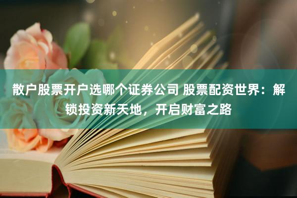 散户股票开户选哪个证券公司 股票配资世界：解锁投资新天地，开启财富之路