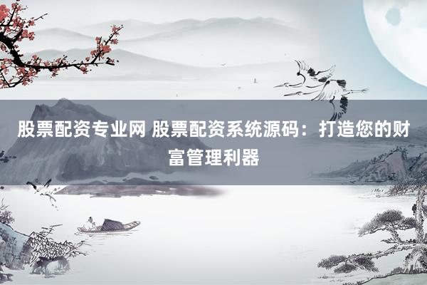 股票配资专业网 股票配资系统源码：打造您的财富管理利器